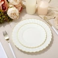 thumbnail image 4 of BallsFHK Beige Plate With Gold Border, Disposable Lace Plastic Plate, Disposable Tableware For Weddings And Parties, High-end Dining Plate, 4 of 5