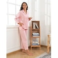 thumbnail image 6 of ANLIQI Women's 100% Cotton Long Sleeve Pajama Sets Button Down Notched Collar Sleepwear Soft Lounge Pjs with Pockets (Pink,M), 6 of 7