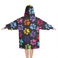 thumbnail image 2 of Colorful Animal Footprints Blanket Hoodies for Kids 6-13YR Oversize Wearable Blanket Hoodies for Boys Girls Teens, 2 of 7