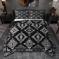 Castle Fairy Teens Southwestern Abstract Aztec Bedding Comforter Set 2pcs,Bohemian Geometric Black Grey Twin Comforter Sets Microfiber,Hippie Tribal Exotic Style Breathable Bedding Set