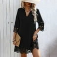 thumbnail image 2 of Women's Casual Floral V Neck A Line Dress With Hollow Embroidery For Daily Wear Party Summer Outfit, 2 of 2