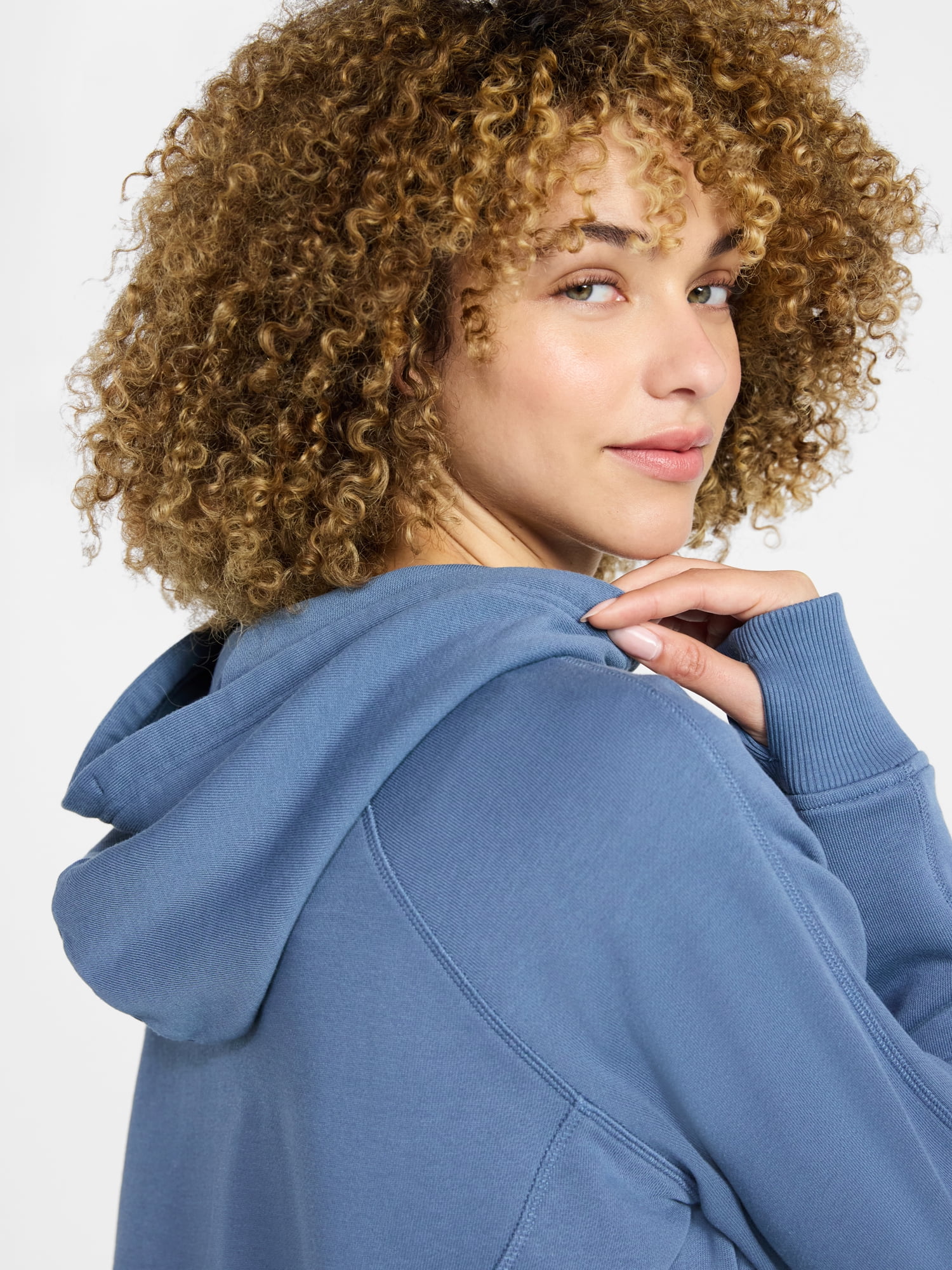 Athletic Works Women's Mineral Wash French Terry Cropped Zip Hoodie, Size XS-XXXL