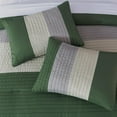 thumbnail image 4 of Chezmoi Collection Luxury Pleated Striped Comforter Set, California King, Forest Green/Gray/Cream, 8-Piece, 4 of 9