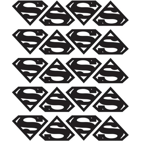 Set of 20 Superman Vinyl Wall Art Decals – 4.5 x 6.5 Superhero Logo Decor for Boys Room Window Mirror Luggage Car Bumper Laptop Computer Skin Easy to Install (4.5 x 6.5 Each; Black)