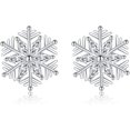 thumbnail image 6 of 925 Sterling Silver Christmas Snowflake Earrings Studs for Women Teens Small CZ Snowflake Studs Earrings Thanksgiving, 6 of 10