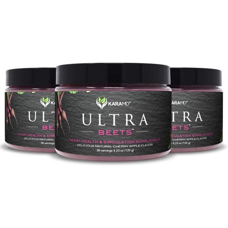 KaraMD UltraBeets | Doctor Formulated Beets Superfood Powder | Natural  Non-GMO  Vegan Nitric Oxide Booster Supplement | Supports Heart Health  Circulation and Energy  3 Packs