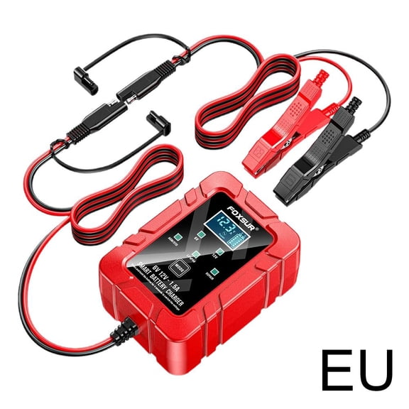 Battery Charger, Fully-Automatic Smart Car Battery Charger, Battery Maintainer Trickle Charger for Car Truck Lawn Mower Boat Marine Batteries - Type B