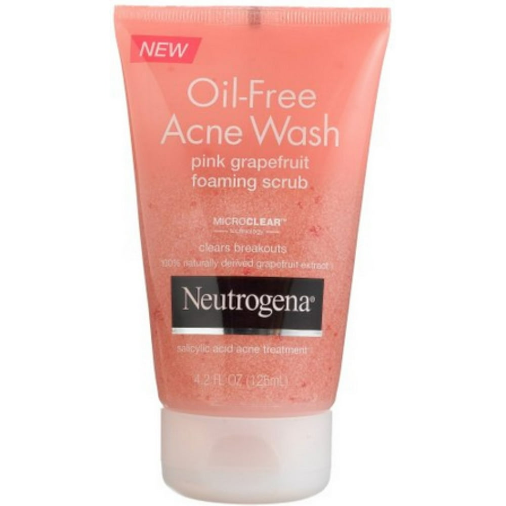 Neutrogena OilFree Acne Wash Foaming Scrub, Pink Grapefruit 4.2 oz