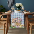 thumbnail image 2 of Easter Bunny Table Runner - 36 Inch Long, Kitchen Dining Table Runner Dresser Scarves, Spring Easter Eggs Floral Blue Check Farmhouse Decor for Coffee Tables Wedding Party Banquet, 2 of 8