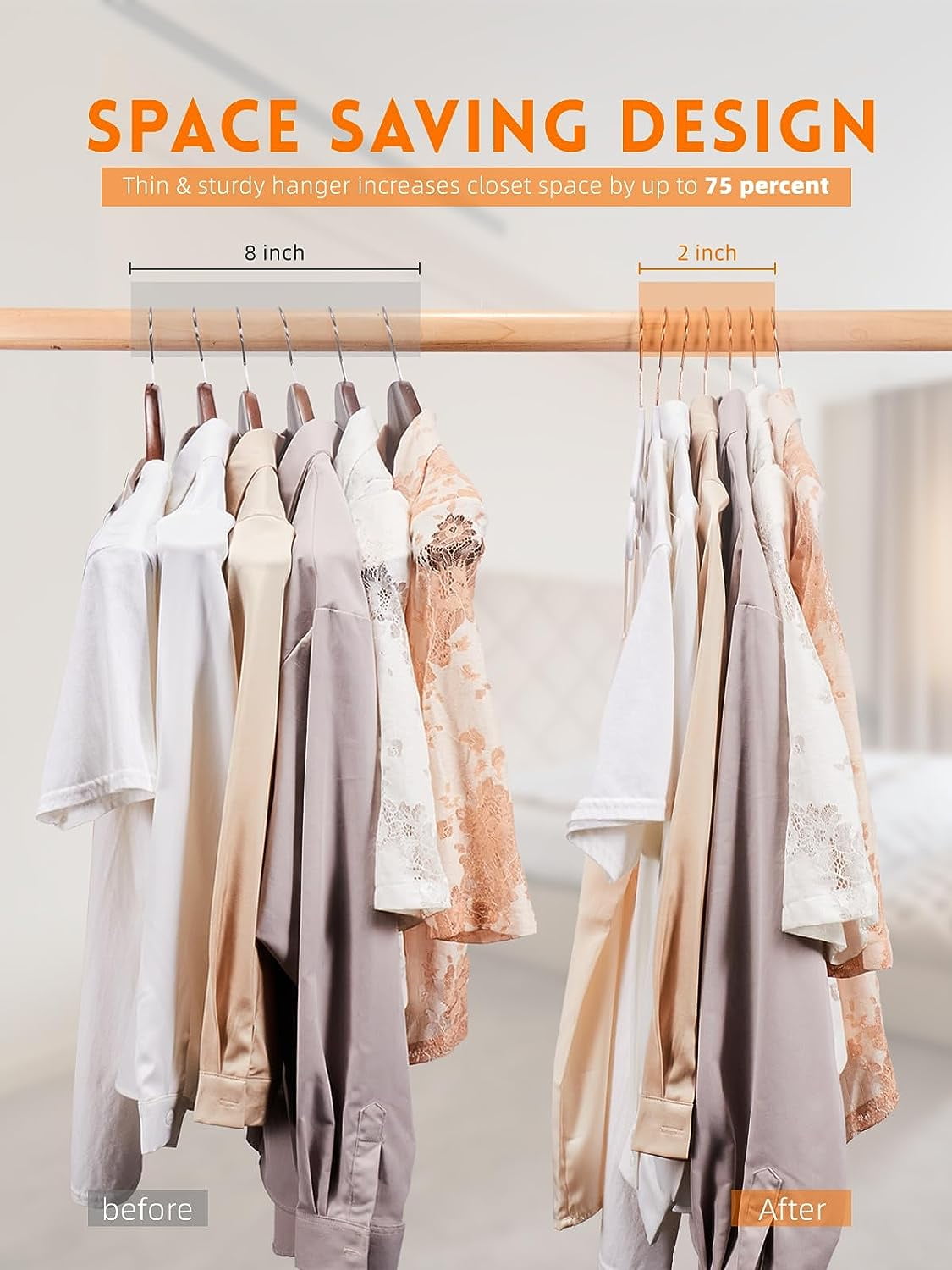 HOUSE DAY White Velvet Hangers 60 Pack, Luxury Felt Hangers Non Slip Clothes Hangers, No Shoulder Bump Focked Hanger