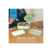 Bentgo Classic - صندوق Bento للبالغين، صندوق غداء مكون من 3 غرف قابل للتكديس مع مجموعة أواني قابلة للإزالة وحزام مانع للتسرب، خالي من مادة BPA، حاوية طعام مثالية لإعداد الوجبات، والعمل، وأثناء التنقل (Coastal Aqua)