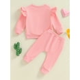 thumbnail image 3 of FEORJGP Little Girls 2 Piece Western Outfits 3M 6M 12M 18M 2T 3T Toddler Baby Ruffles Long Sleeve Sweatshirts Letter Print Pullovers Crew Neck Tops anweet Casual Cute Clothes for Spring Fall, 3 of 7