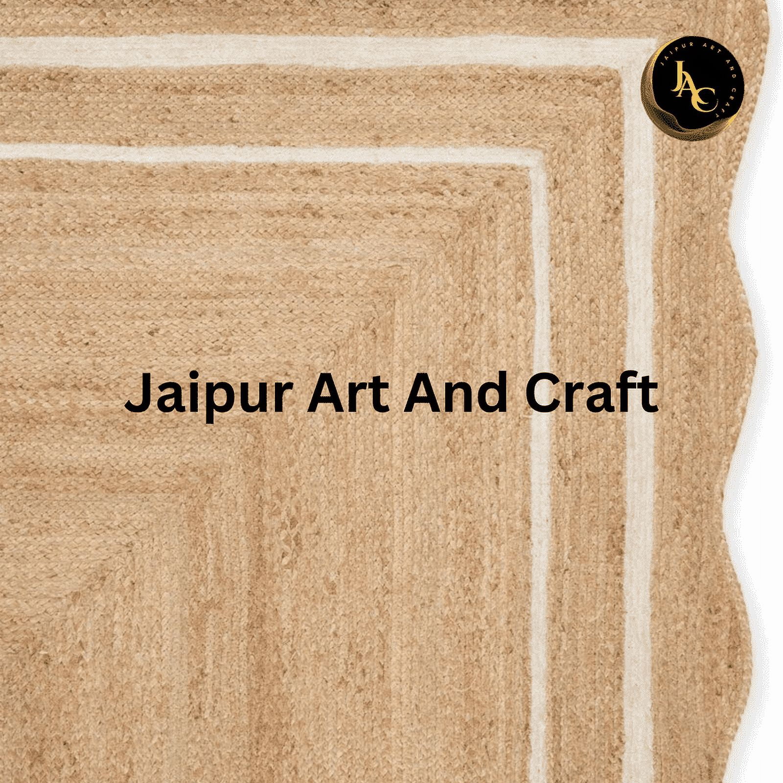 Jaipur Art And Craft Bohemian Rectangle Scallop White, Brown Jute Area Rug (9x10 Sq ft)