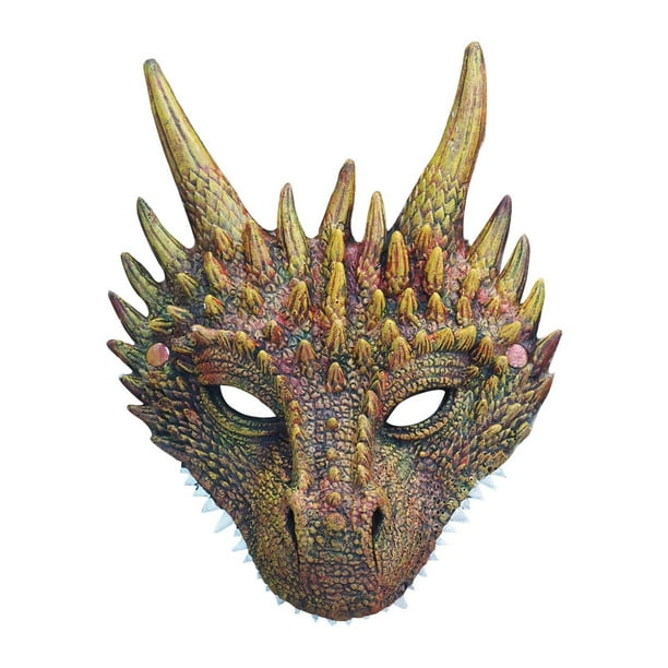 Máscara de dragón, disfraz de cosplay, máscara de Halloween para club nocturno de Halloween, cumpleaños Oro