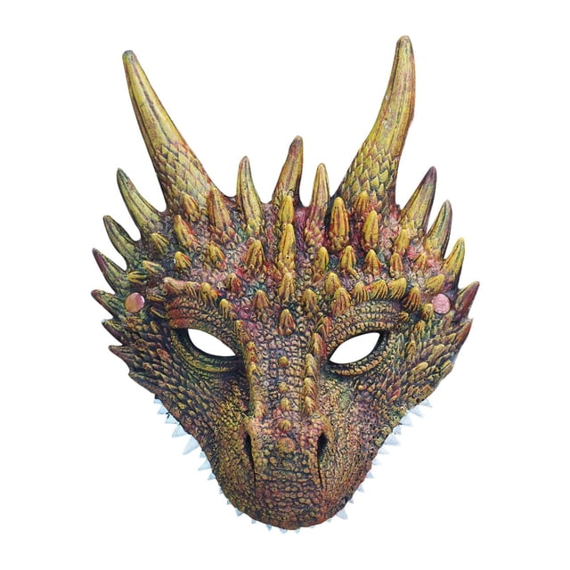 BELOVING 3D Dragon Cosplay Adultes Tête Couvre-Chef pour Performance sur Scène Halloween Or