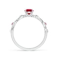 thumbnail image 2 of ANGARA Natural Ruby and Diamond Ivy Scroll Ring in 14K White Gold for Women (Size-5mm) | July Birthstone, Birthday, Anniversary, Jewelry Gift for Women | Natural Ruby Ring, 2 of 9