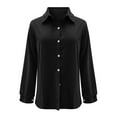 thumbnail image 4 of HAiming Womens Corduroy Shirt Long Sleeve Lapel Collar Button down Casual Solid Color Business Tops, 4 of 9