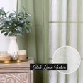 thumbnail image 3 of Quality Home Set of 2 Linen-Textured Semi-Sheer Curtain Panels – Antique Bronze Grommet Faux Linen Window Treatment for Living Room, Dining Room, Bedroom (Green, 52" W x 96 " L), 3 of 5
