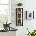 thumbnail image 4 of Danya B. Recife Vertical Three-Tier Modern Shadow Box Cube Display Wall Shelf - Hickory, 4 of 11
