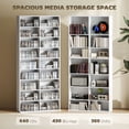 thumbnail image 3 of 9-Tier White Media Shelf | Adjustable DVD & CD Storage Rack - 68.9" Tall | Living Room, Office & Entryway Organization, 3 of 7