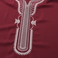 thumbnail image 4 of Men's Thobe Muslim Clothes V-Neck Long Sleeve Pullover Middle East Saudi Kaftan Abaya Dubai Arab Robe with Embroidery Wine, 4 of 7