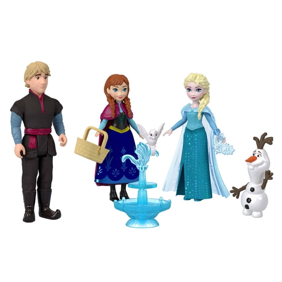Disney Frozen Anna & Elsa Character Set with 4 Small Dolls & 4 Accessories Inspired by Movie