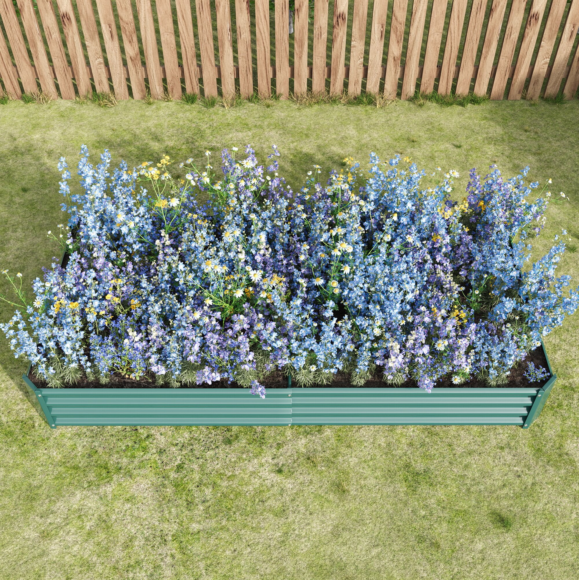 Yoneston Galvanized Raised Garden Beds Kit 7.6x3.7x0.98ft Rectangle Metal Garden Beds Galvanized Steel Planter Box for Vegetables Flowers Herbs Outdoor, Green