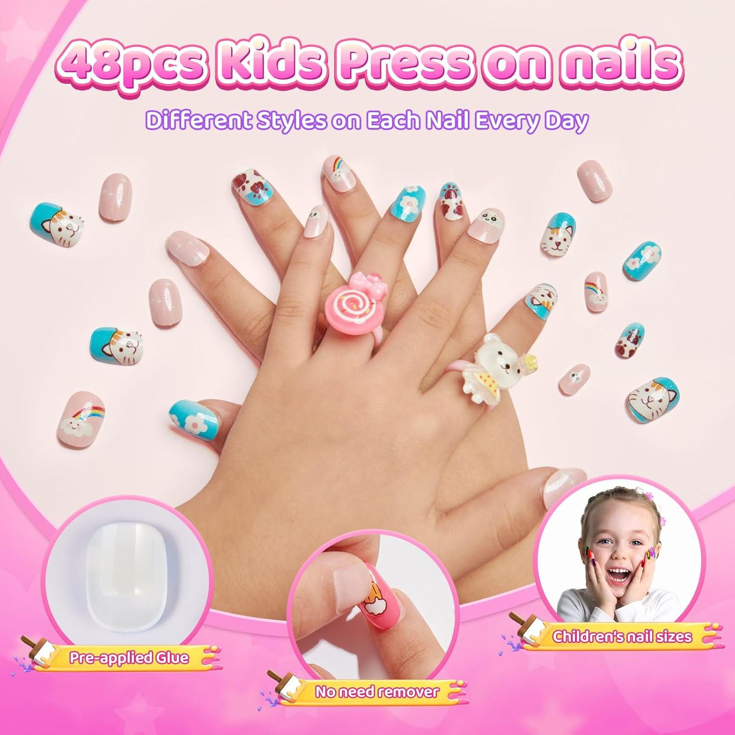 Kids Nail Polish Kit with Nail Dryer, 69PCs Nail Art Makeup Toy Set for Kids, Birthday Presents for 7 8 9 10 11 12 Year Old Kids Party Cosmetic, Nails Pen Manicure Toddler Stuff
