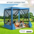 thumbnail image 6 of HOTEEL 6x6 ft Pop Up Gazebo Screen House Tent for Camping with 3 Sidewalls and Mosquito Netting, Waterproof, UV Resistant, Portable Carry Bag, for Outdoor Camping, Lawn and Backyard, Blue, 6 of 13
