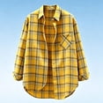 thumbnail image 2 of hlysgo Flannel Shirt for Women Plaid Cowgirl Button Down Shirts Long Sleeve Casual Tops with Pocket Yellow,XL, 2 of 5