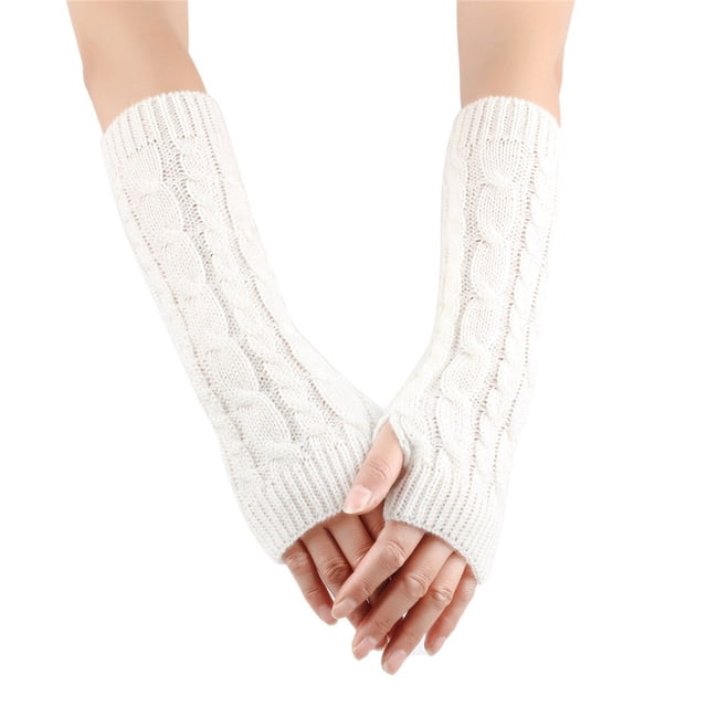 Gants d'Hiver en Laine Tricotée à Demi-Doigt pour Femmes