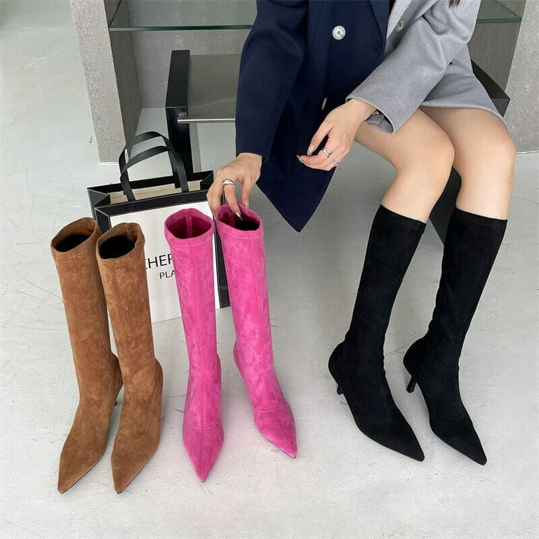 Kitten heel suede knee high boots online