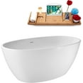 thumbnail image 2 of 59" Streamline G-61-256-BGL Soaking Glossy White Freestanding Tub and Tray With Internal Drain in Brushed Gold, 2 of 8