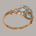thumbnail image 3 of LBG British Made 9k Rose Gold Womens Ring Natural Diamond & Blue Topaz Statement Ring - 33 size options - Size 7.5, 3 of 6