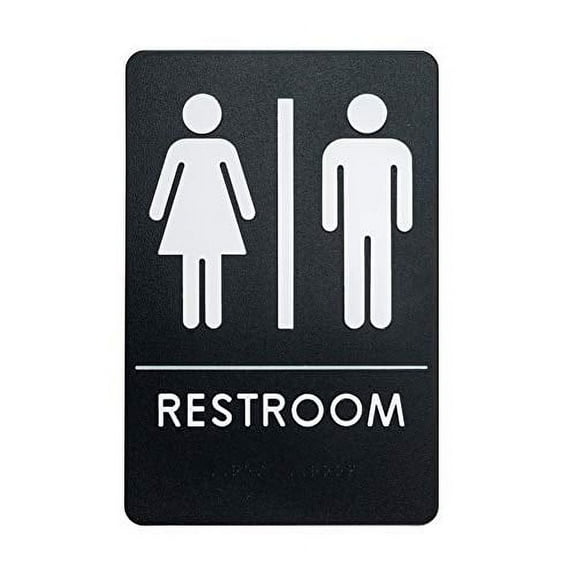 Rock Ridge Unisex Restroom Sign ADA-Compliant Bathroom Door Sign, Office Business and Restaurant, Made in USA, Pack of 3