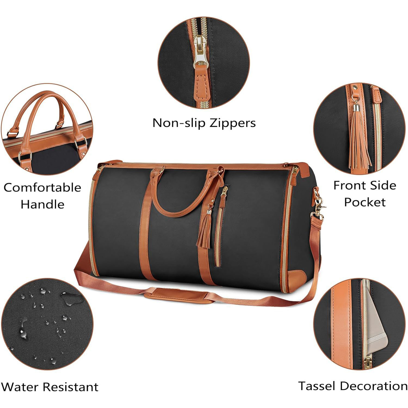 Multipurpose Travel Organizers Bag Convertible Garment Bag Large Capacity Waterproof PU Leather Suitcase Suit Bag