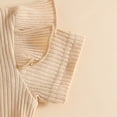 thumbnail image 5 of NOLDARES Infant Newborn Baby Girl Romper Jumpsuit 3 Piece Set Clothes Ruffle Sleeve Shorts Headband Summer Bow(Khaki,3-6 M), 5 of 8