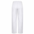 thumbnail image 5 of Wyobmus Women's Wide Leg Linen Pants With Pockets Lightweight Elastic Waisted Drawstring Loose Lounge Trousers White, 5 of 8