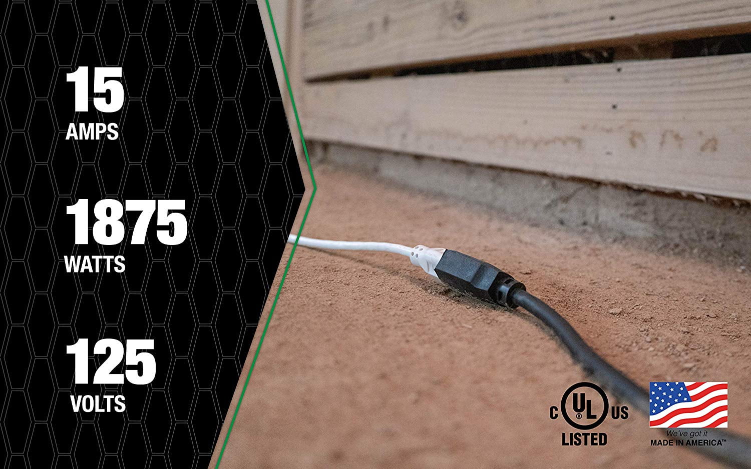 AgriPro 64817201 Heavy-Duty 15 Amp SJTOW Farm/Workshop Extension Cord, 12 Gauge, 100-Feet, UL Listed