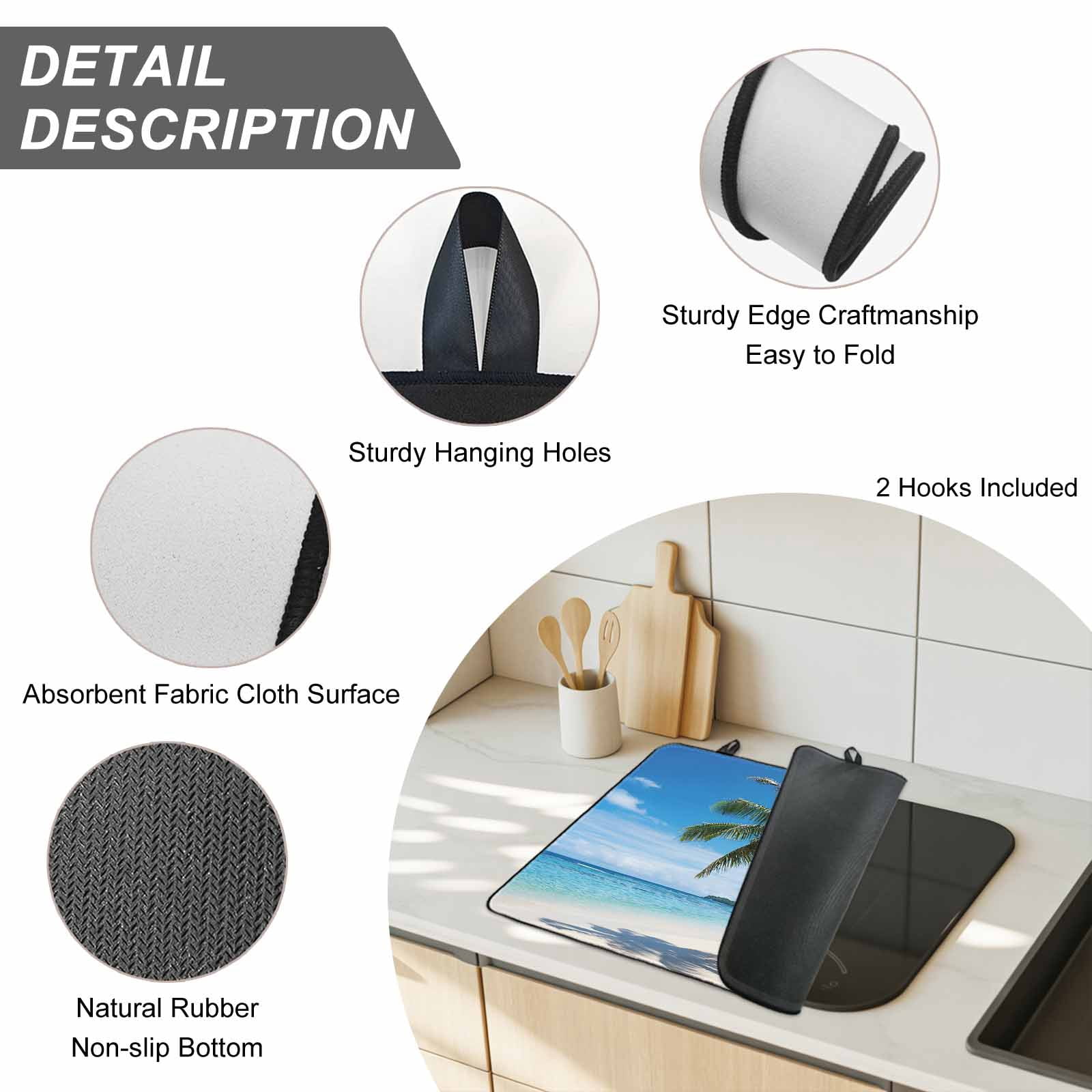 Coastal Tropical Stove Top Cover for Electric Stove, Heat-proof & Non Slip Glass Top Stove Cover Protector, Blue Sky Coconut Tree Summer Beach Kitchen Flat Cooktop Rubber Mat 24x21 Inches