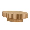 thumbnail image 3 of GZXS 43.7" Modern Oval Coffee Table with Pedestal Base, Handcrafted Wood Center Table for Living Room, Natural Ash Finish, 3 of 8