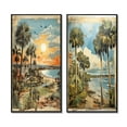 thumbnail image 2 of Designart "Vintage Florida Collage Palm Trees and Beach Scenes III" Florida Framed Wall Art Set Of 2 - Modern Green Framed Wall Art Set Of 2, 2 of 6