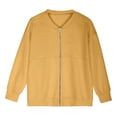 thumbnail image 3 of CUSTG Female Hoodless Sweatshirt Long Sleeve Zip Up Solid Color Fleece Lined Pockets Fashion Versatile Top Pullover, 3 of 5