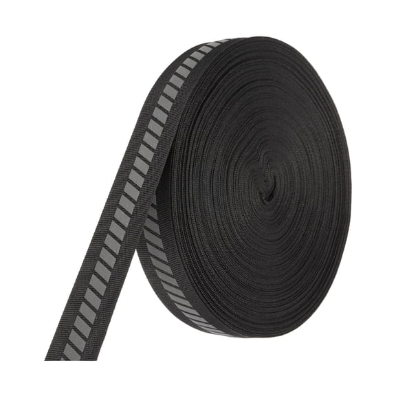 Uxcell Reflective Tape Strip, High Visibility Fabric Webbing Ribbon Sew on Warning Safety Tape Black 1 in