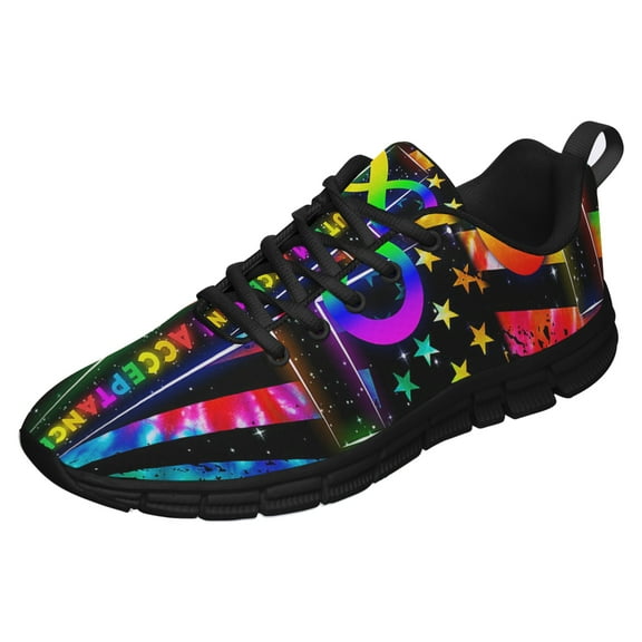 Autism Acceptance Tie Dye Running Shoes Sneakers Mesh Black Size 3.5