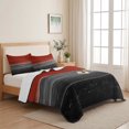 thumbnail image 3 of Queen Quilt Set 90''x96'', Red Gray Black Lightweight Bedspread Coverlet Set with 2 Pillow Shams, Vintage Country Gradient Wooden Grain Breathable All Season Quilt Bedding for Bedroom/Guest Room, 3 of 7