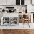thumbnail image 2 of Noble House 48" Large Kitchen Island with Drop Leaf,5 Wheels 5 Open Side Racks,Black, 2 of 12