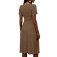 thumbnail image 6 of Gealkoca Maxi Dress for Women Wrap V Neck Short Sleeve Summer Casual Elegant Flowy Long Dresses Summer Solid Color Beach Vacation Pleated Dress, 6 of 8