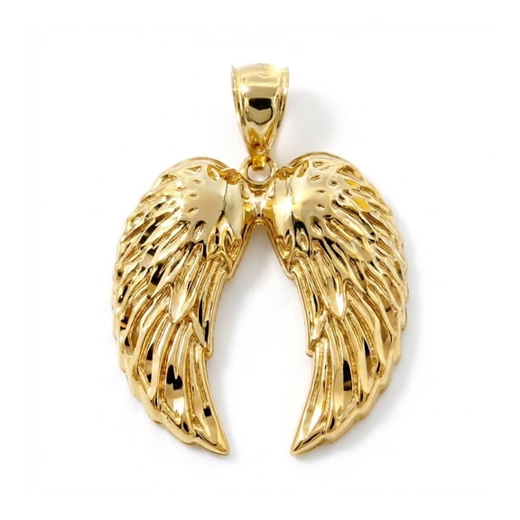 Charm America - Gold Polished Angel Wings Charm - 10 Karat Solid Gold