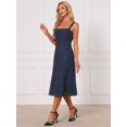 thumbnail image 3 of DARING DIVA Women's Lace Prom Straps Square Neck Sleeveless Midi Dress M Dark Blue, 3 of 5